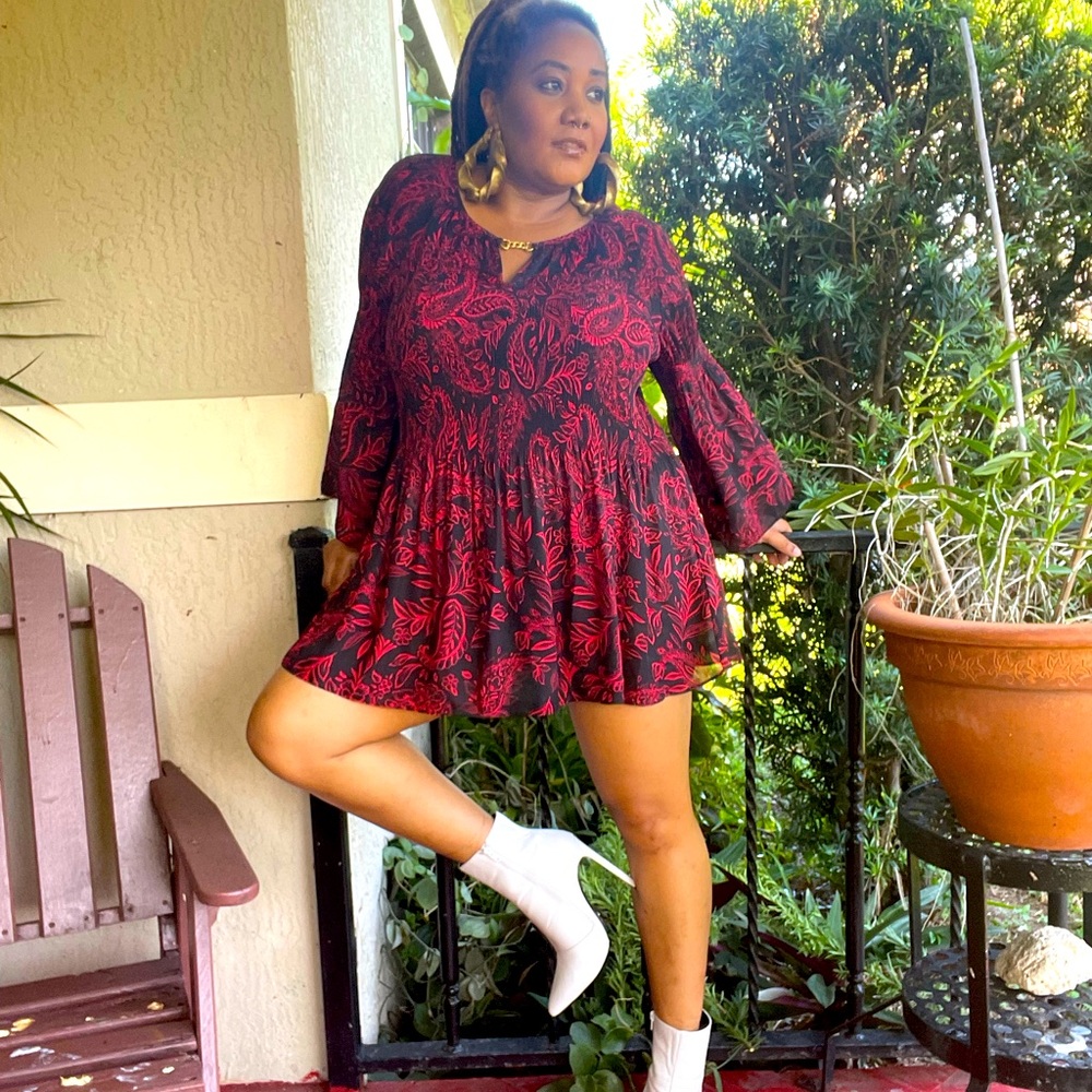 Red Floral Baby Doll Dress (Med/Lrg)